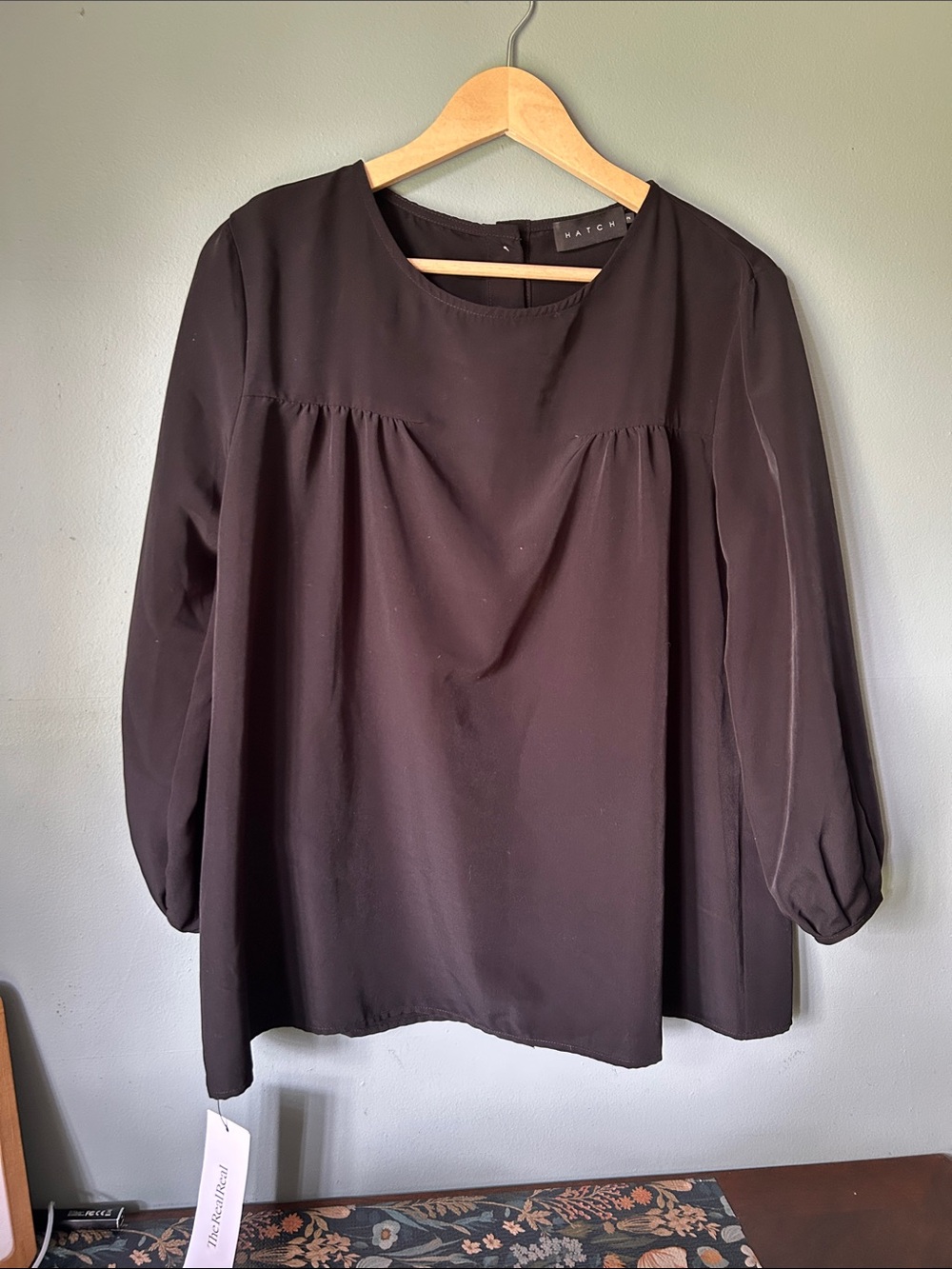 Hatch Black Pleated Front Long-Sleeve Tunic